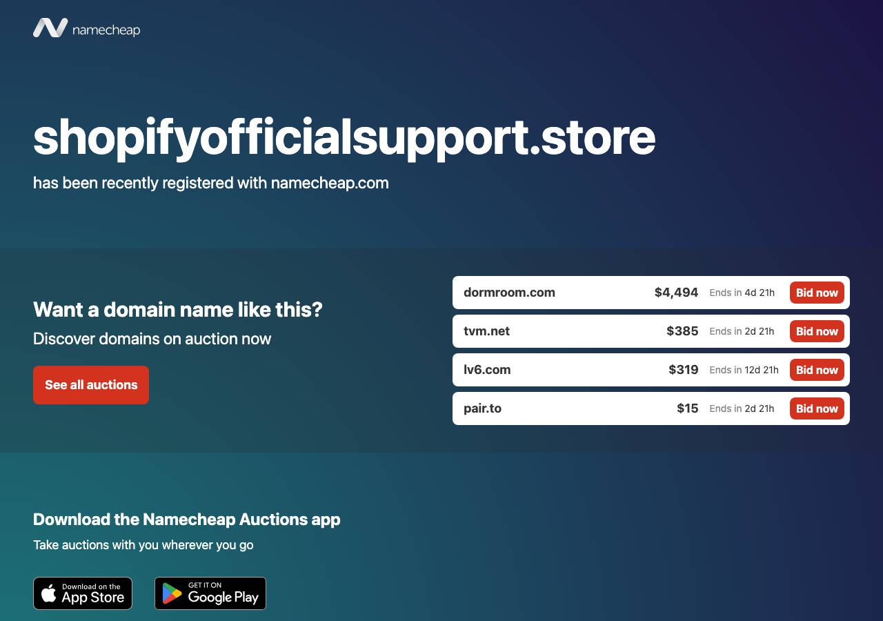 Screenshot of shopifyofficialsupport.store taken by the zone census on 2026-09-13