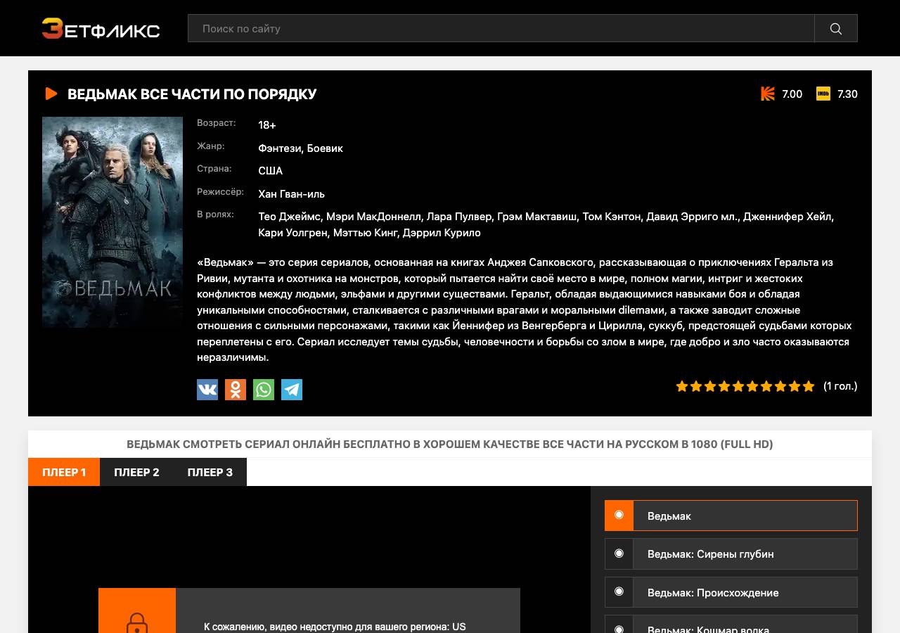 Screenshot of vedmak-zetflix.club taken by the zone census on 2026-09-13