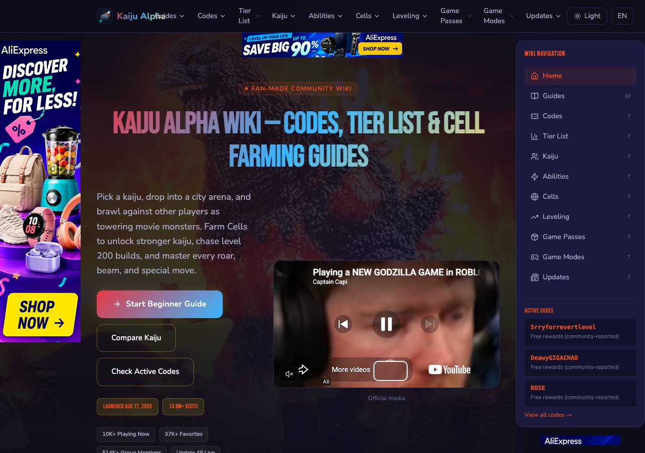 Screenshot of kaiju-alpha-roblox.wiki taken by the zone census on 2026-09-14