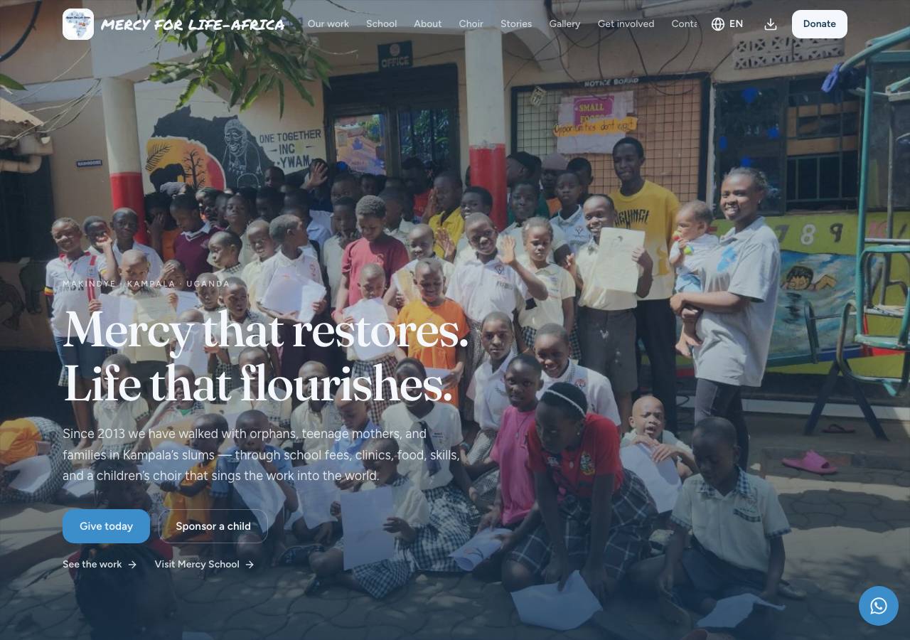 Screenshot of mercyforlifeafrica.com taken by the zone census on 2026-09-14