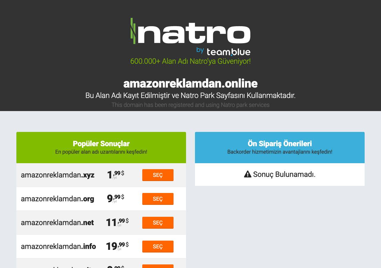 Screenshot of amazonreklamdan.online taken by the zone census on 2026-09-15