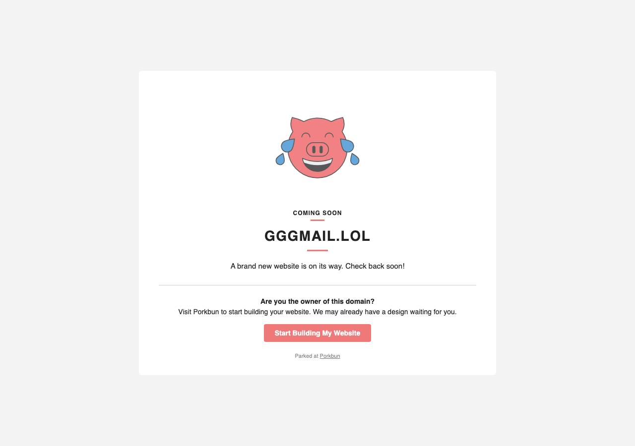 Screenshot of gggmail.lol taken by the zone census on 2026-09-15