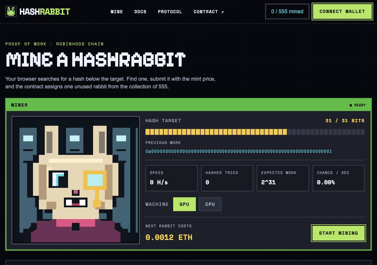 Screenshot of hashrabbits.fun taken by the zone census on 2026-09-15