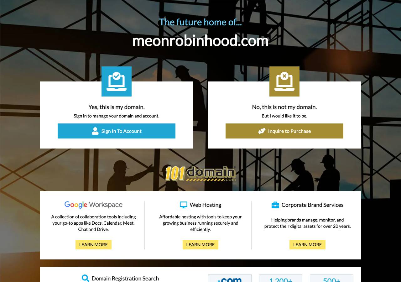 Screenshot of meonrobinhood.com taken by the zone census on 2026-09-15