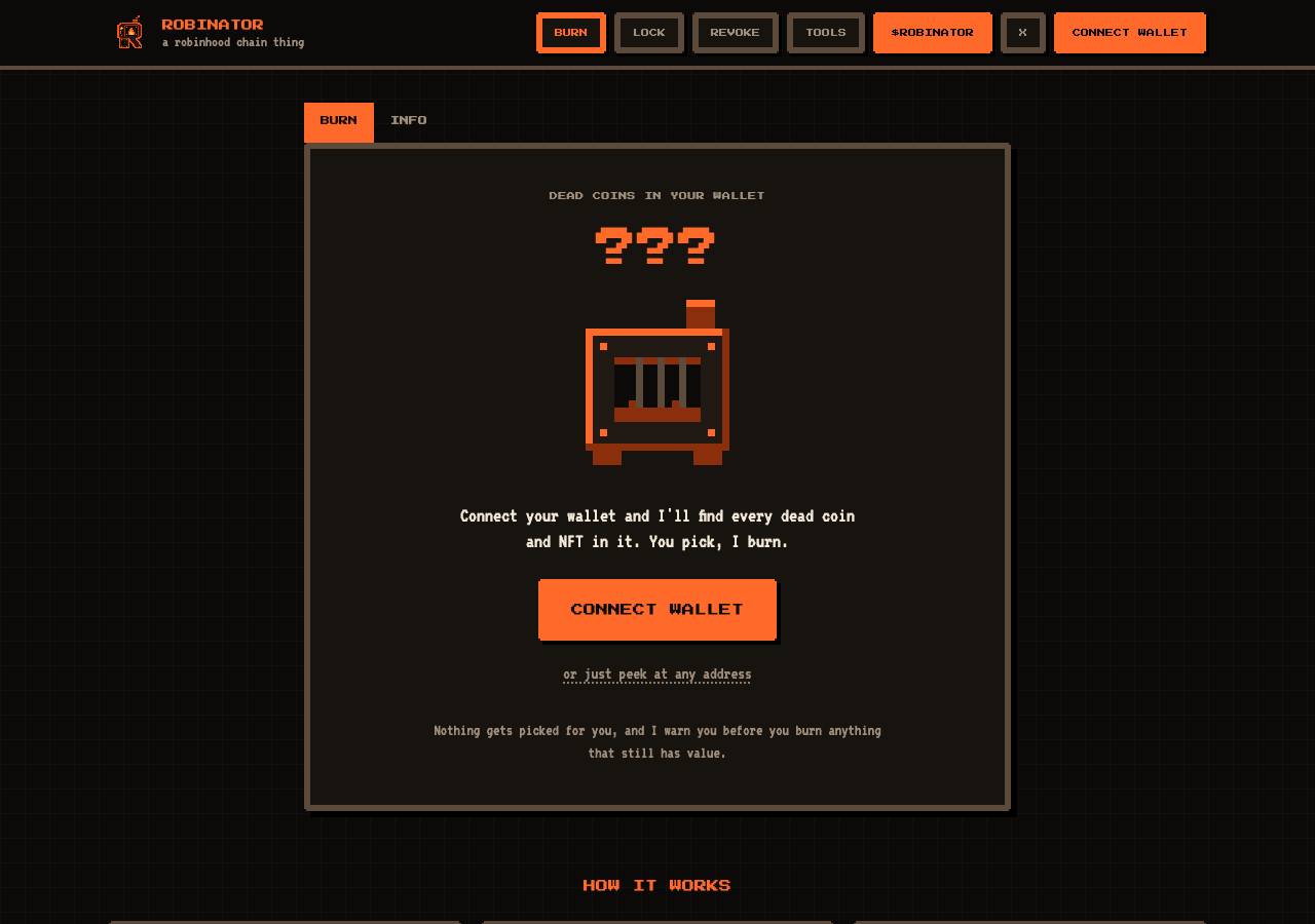 Screenshot of robinator.fun taken by the zone census on 2026-09-15
