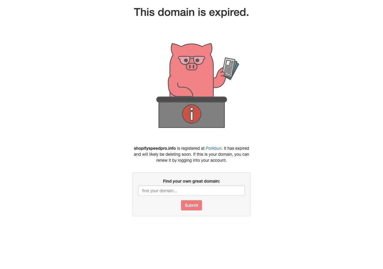 Screenshot of shopifyspeedpro.info taken by the zone census on 2026-09-15
