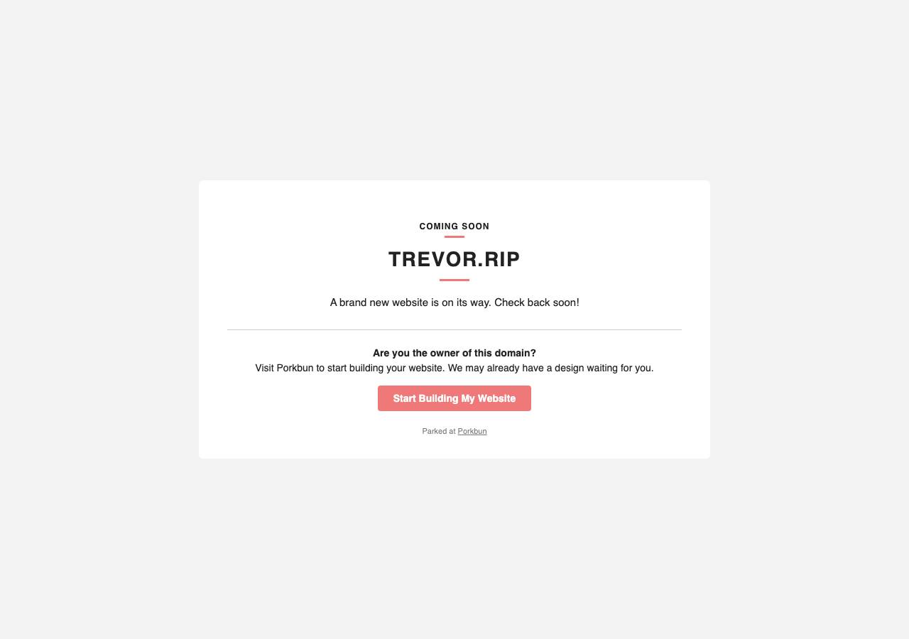 Screenshot of trevor.rip taken by the zone census on 2026-09-15