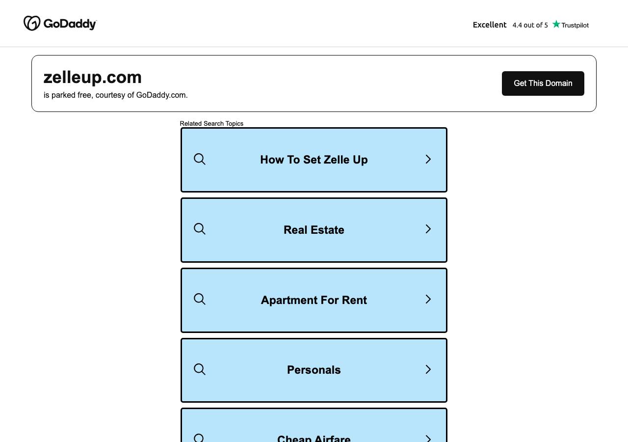 Screenshot of zelleup.com taken by the zone census on 2026-09-15