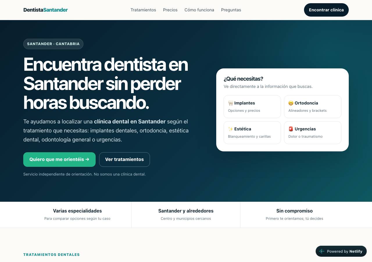 Screenshot of clinicadentalsantander.com taken by the zone census on 2026-09-17
