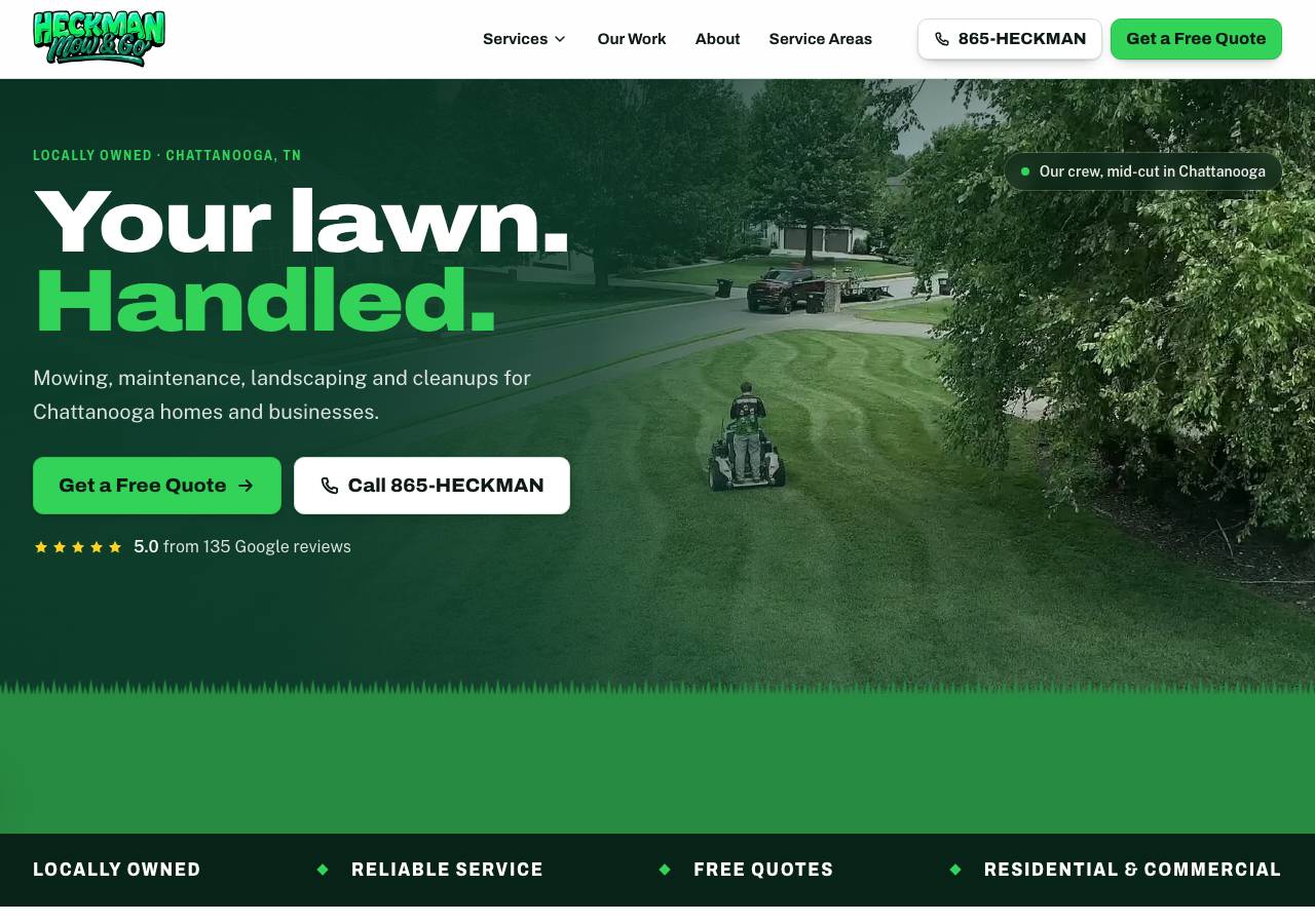 Screenshot of heckmanlawnservices.com taken by the zone census on 2026-09-17