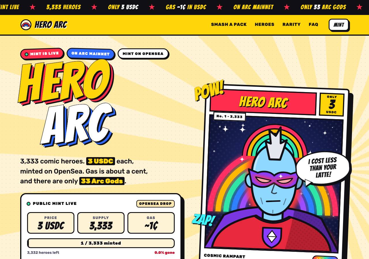 Screenshot of heroarcnft.fun taken by the zone census on 2026-09-17