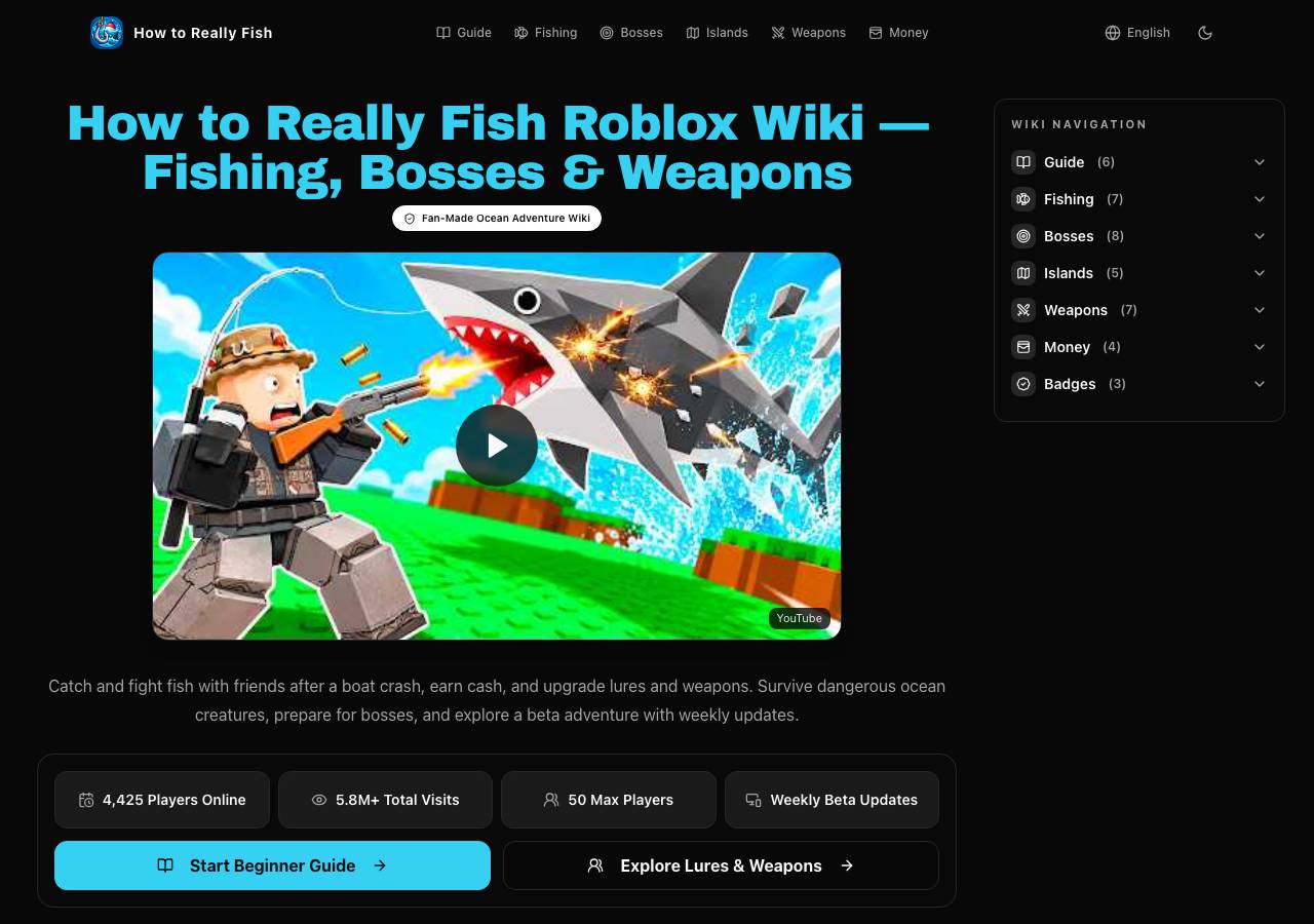 Screenshot of howtoreallyfish-roblox.wiki taken by the zone census on 2026-09-17