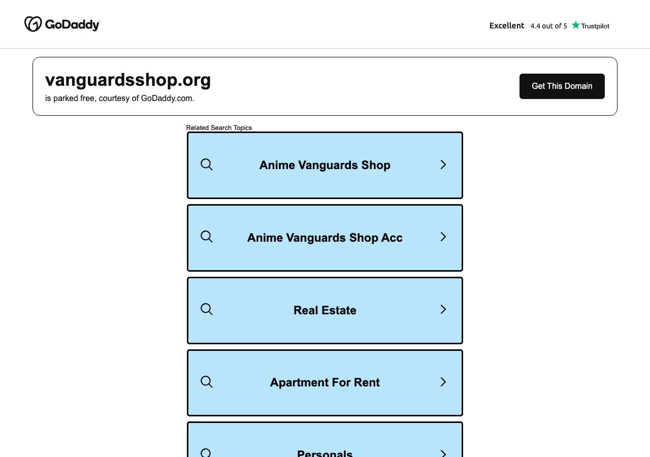 Screenshot of vanguardsshop.org taken by the zone census on 2026-09-17