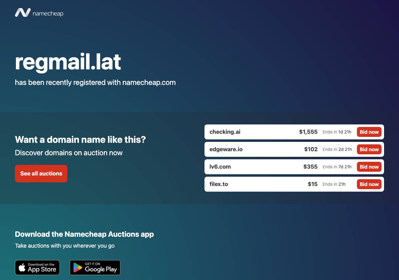 Screenshot of regmail.lat taken by the zone census on 2026-09-18
