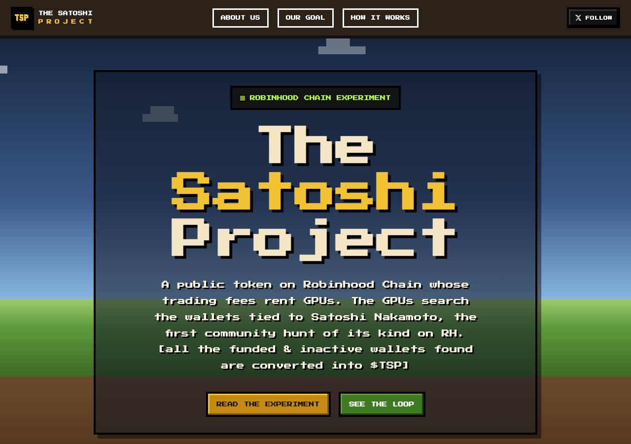 Screenshot of satoshiproject.tech taken by the zone census on 2026-09-18