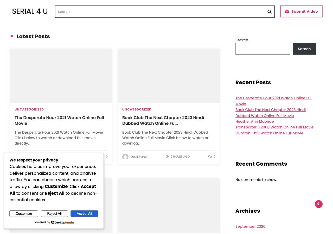 Screenshot of serial4u.blog taken by the zone census on 2026-09-18