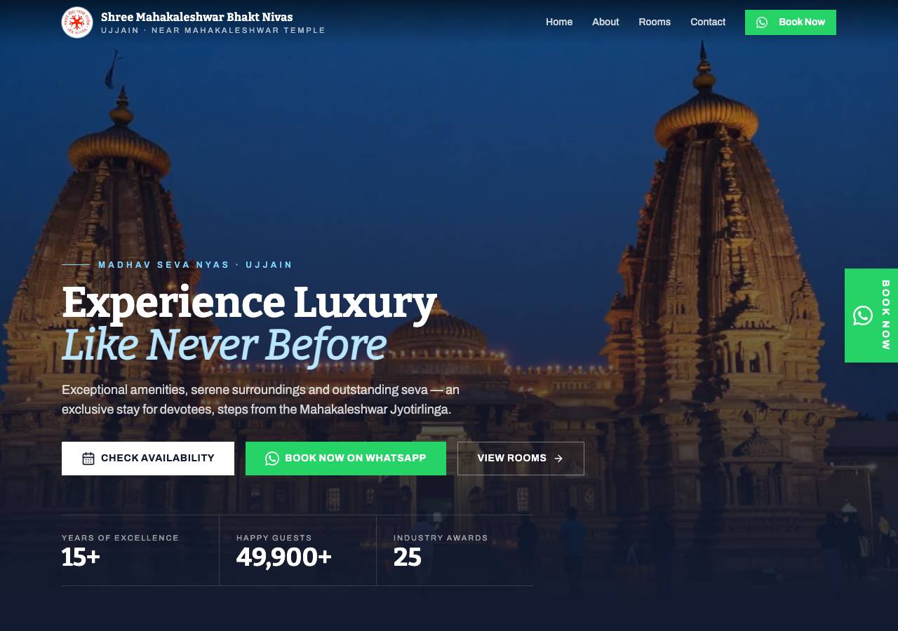 Screenshot of shreemahakaleshwarbhaktniwasujjainn.online taken by the zone census on 2026-09-18