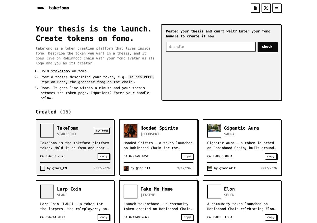 Screenshot of takefomo.fun taken by the zone census on 2026-09-18