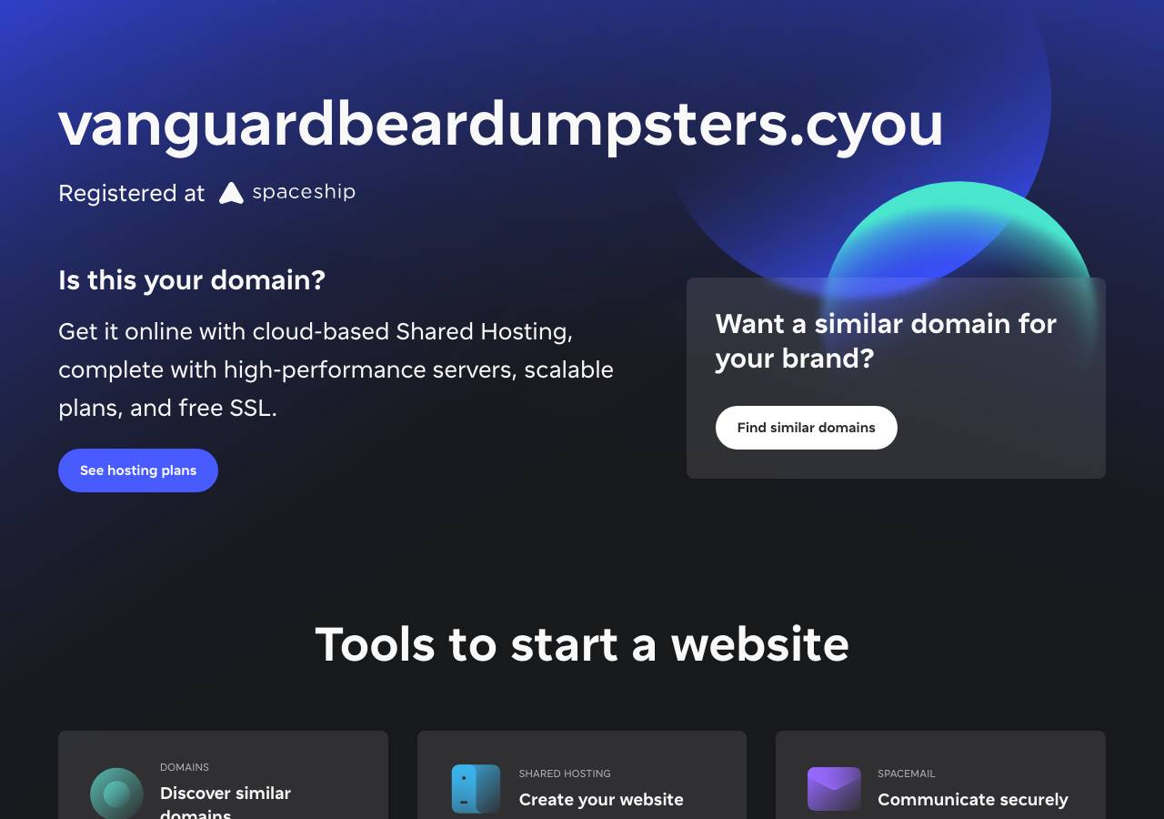Screenshot of vanguardbeardumpsters.cyou taken by the zone census on 2026-09-18