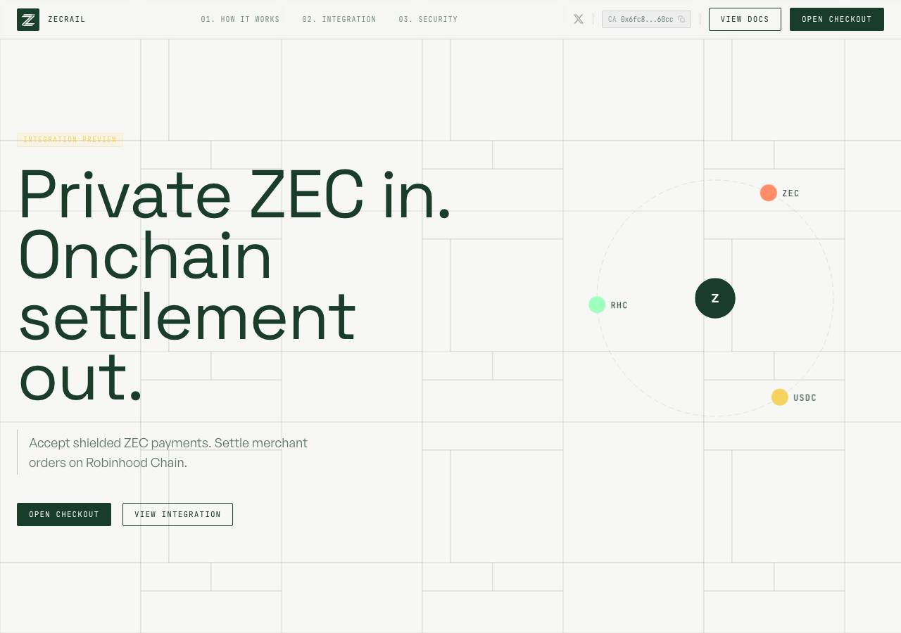 Screenshot of zecrail.xyz taken by the zone census on 2026-09-18
