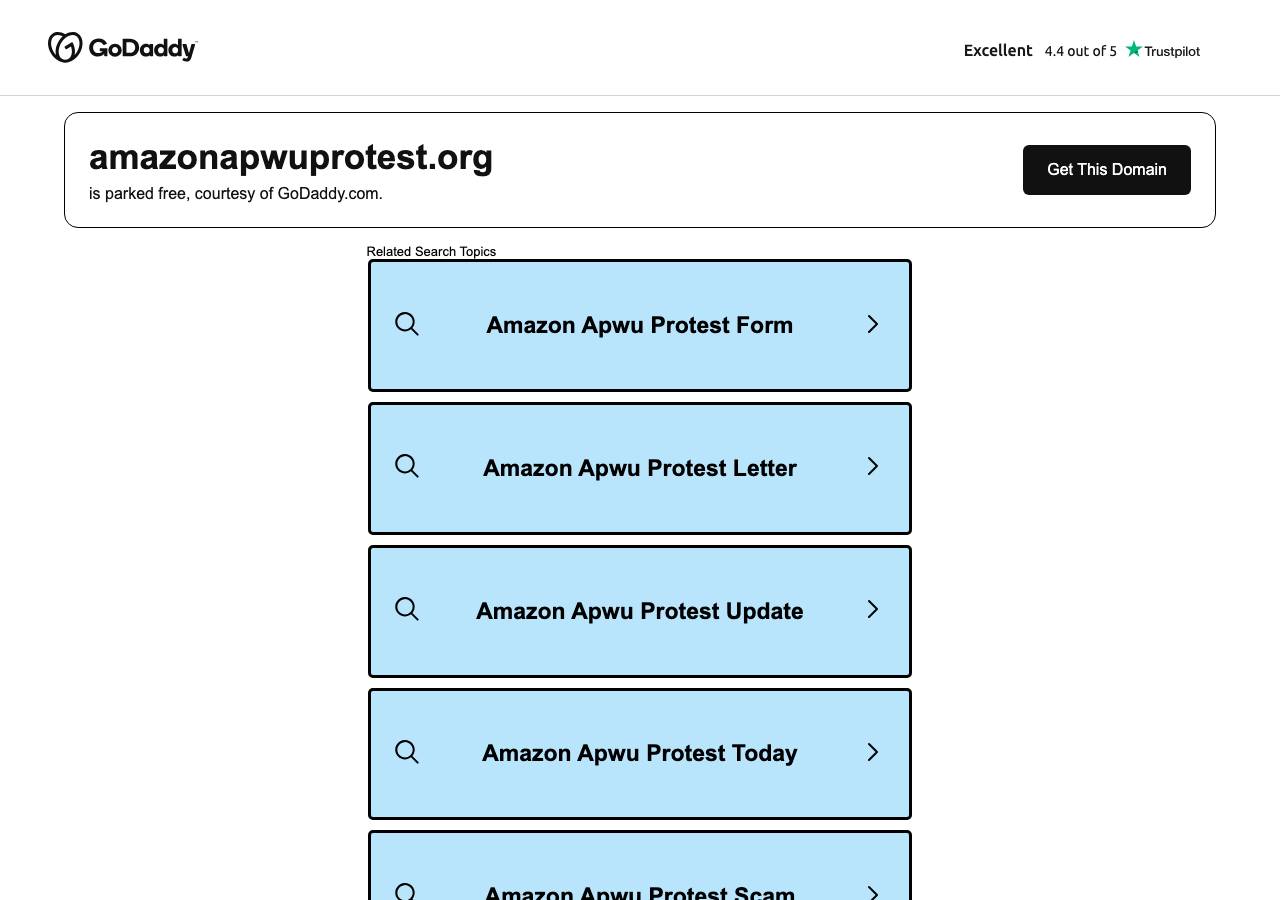 Screenshot of amazonapwuprotest.org taken by the zone census on 2026-09-19