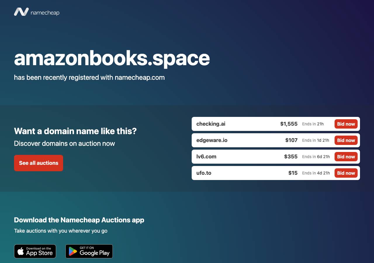 Screenshot of amazonbooks.space taken by the zone census on 2026-09-19