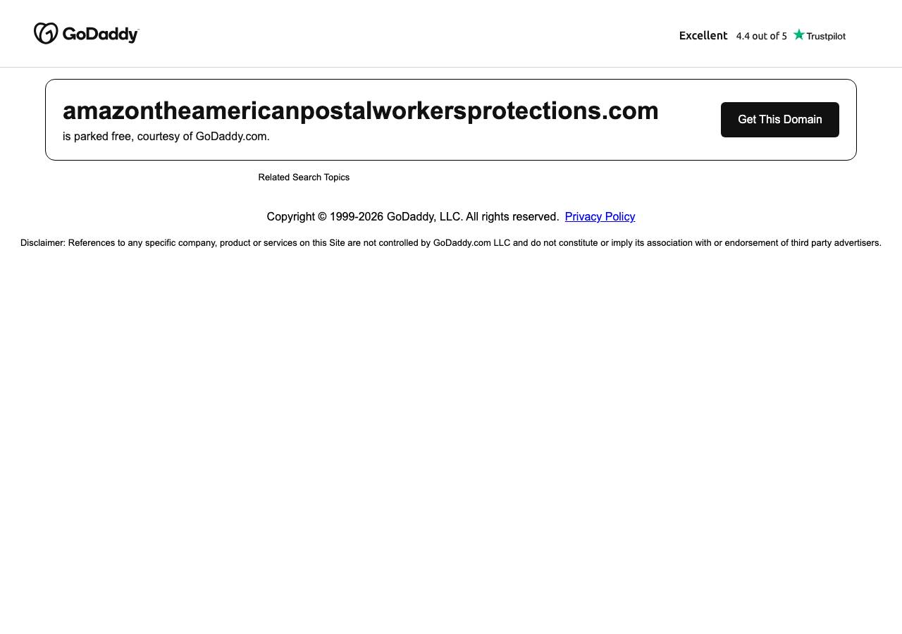 Screenshot of amazontheamericanpostalworkersprotections.com taken by the zone census on 2026-09-19