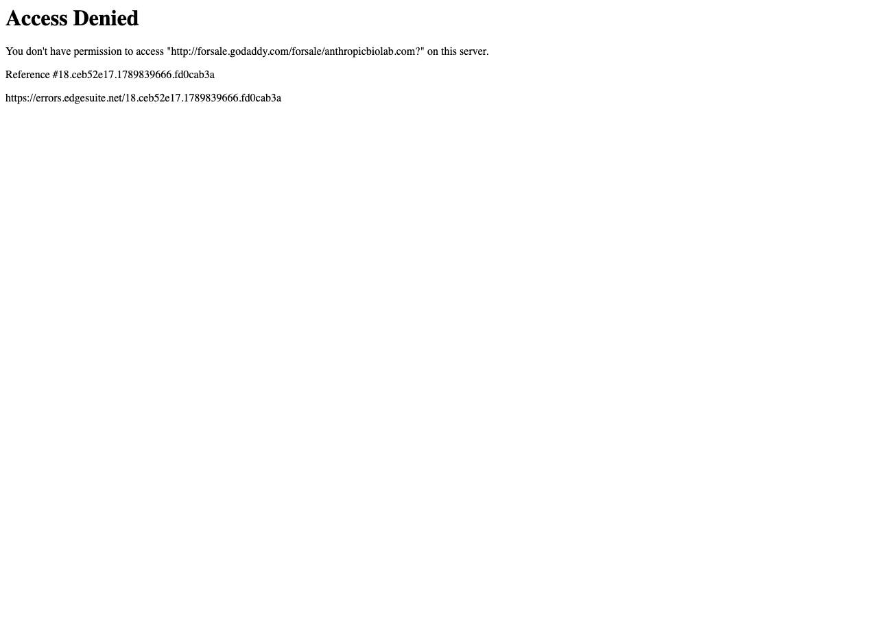 Screenshot of anthropicbiolab.com taken by the zone census on 2026-09-19