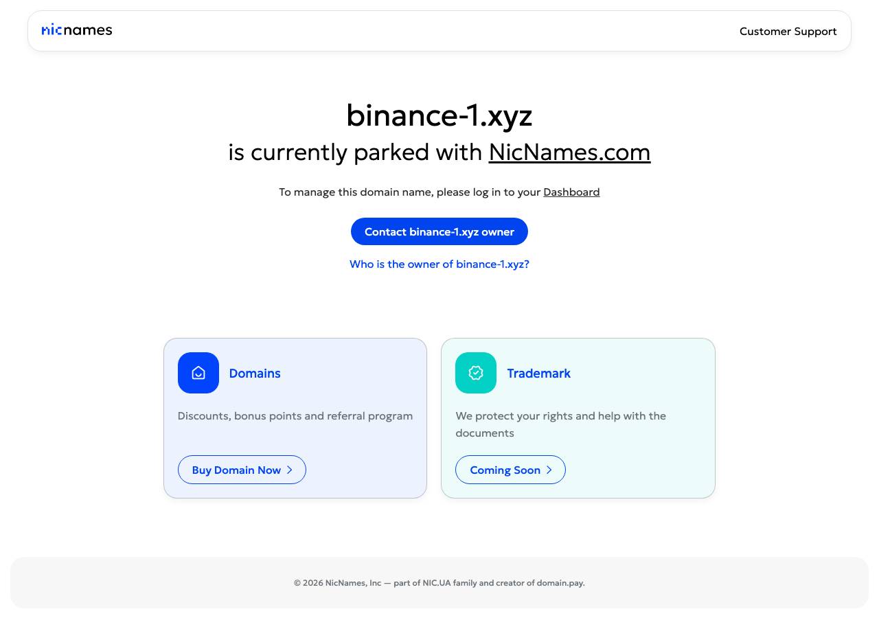 Screenshot of binance-1.xyz taken by the zone census on 2026-09-19