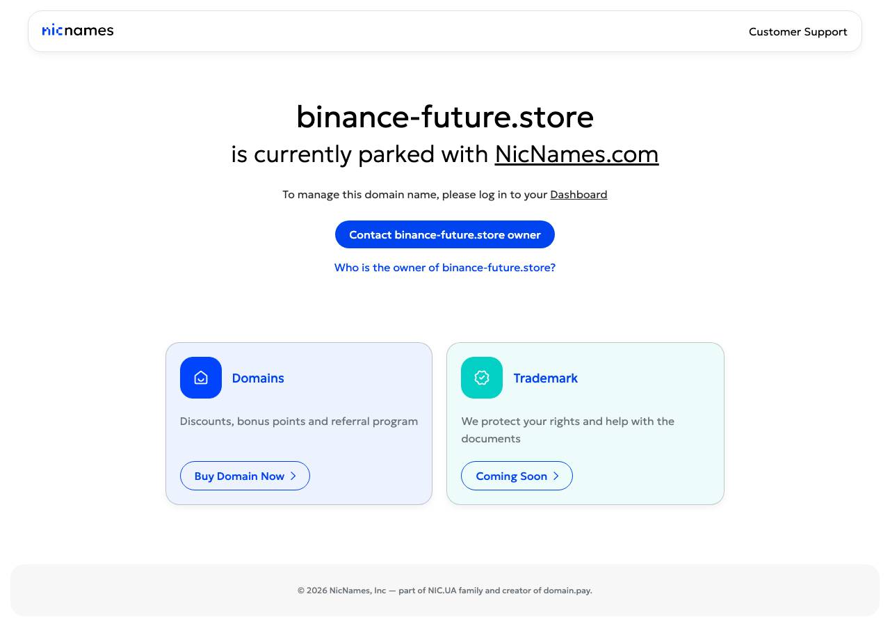 Screenshot of binance-future.store taken by the zone census on 2026-09-19