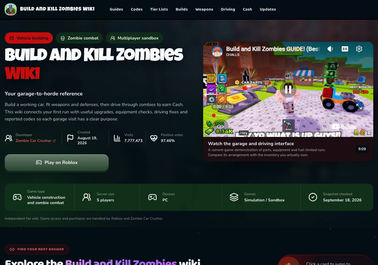 Screenshot of build-and-kill-zombies-roblox.wiki taken by the zone census on 2026-09-19