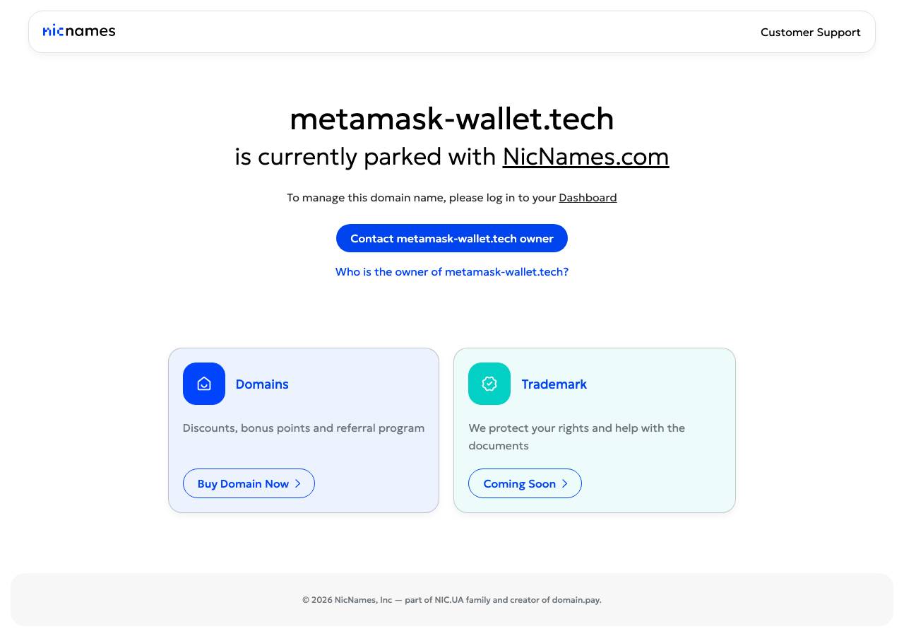 Screenshot of metamask-wallet.tech taken by the zone census on 2026-09-19