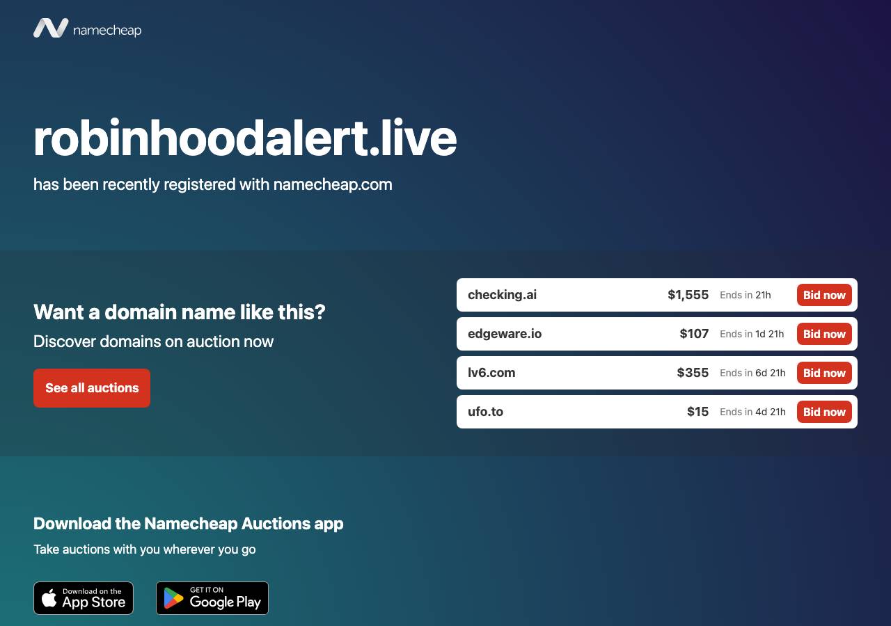 Screenshot of robinhoodalert.live taken by the zone census on 2026-09-19
