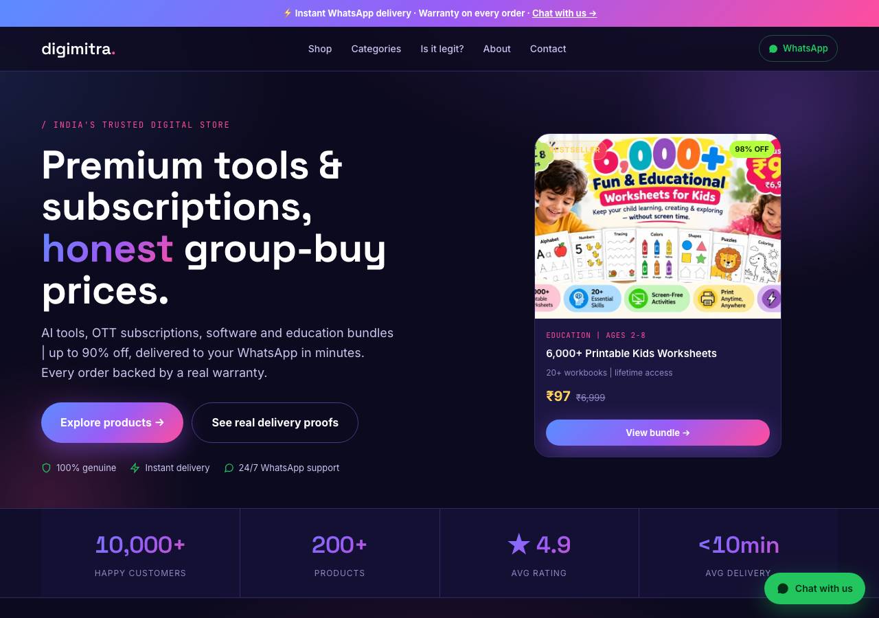 Screenshot of digimitra.shop taken by the zone census on 2026-09-20