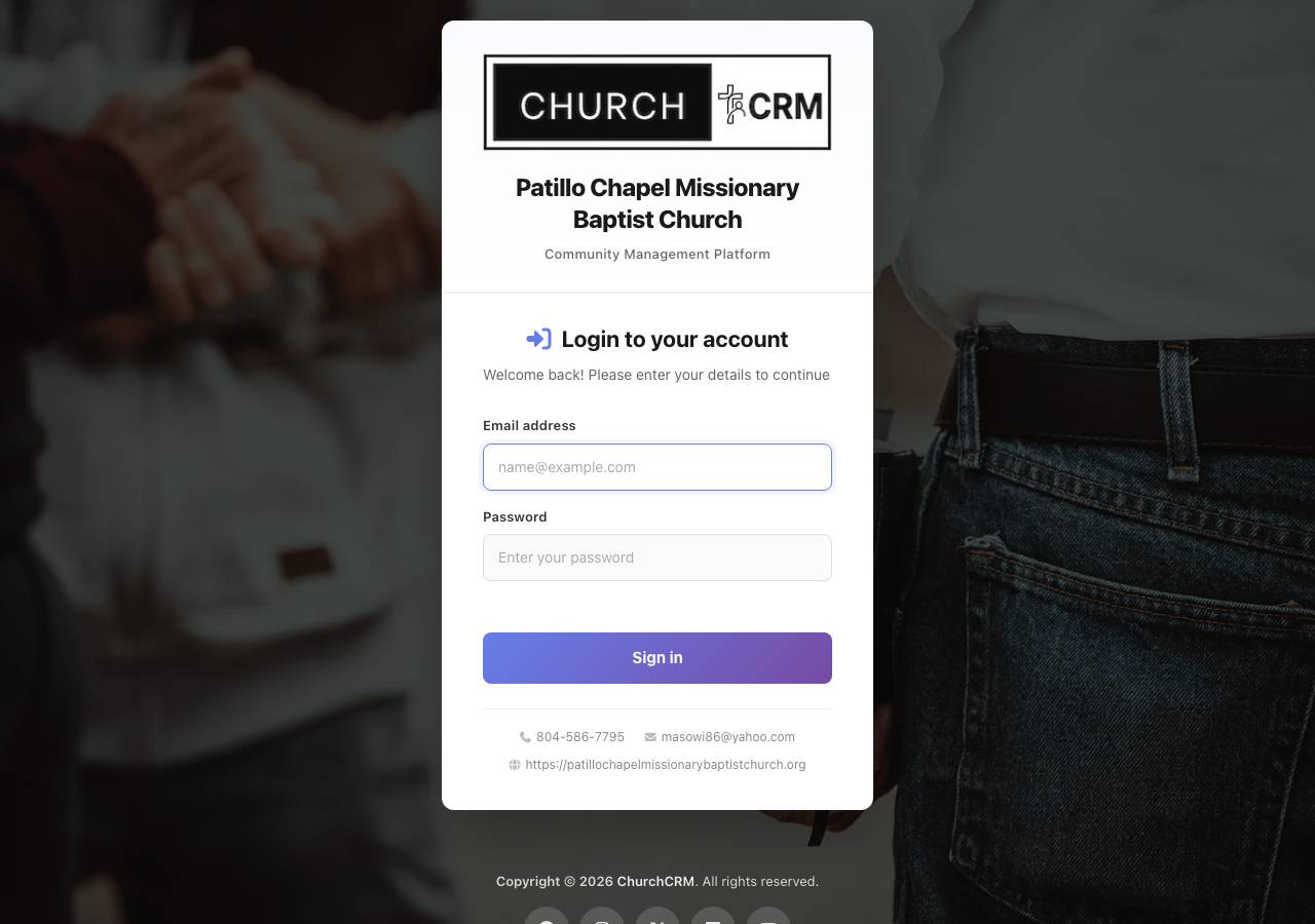 Screenshot of patillochapelmissionarybaptistchurch.org taken by the zone census on 2026-09-20