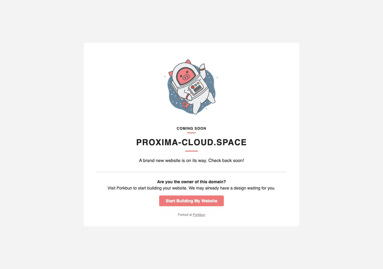 Screenshot of proxima-cloud.space taken by the zone census on 2026-09-20