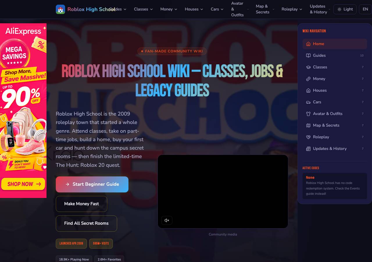 Screenshot of robloxhighschool.wiki taken by the zone census on 2026-09-20