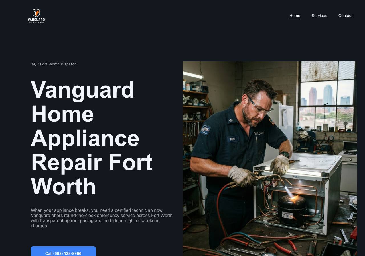 Screenshot of vanguardhomeappliancerepairfortworth.site taken by the zone census on 2026-09-20