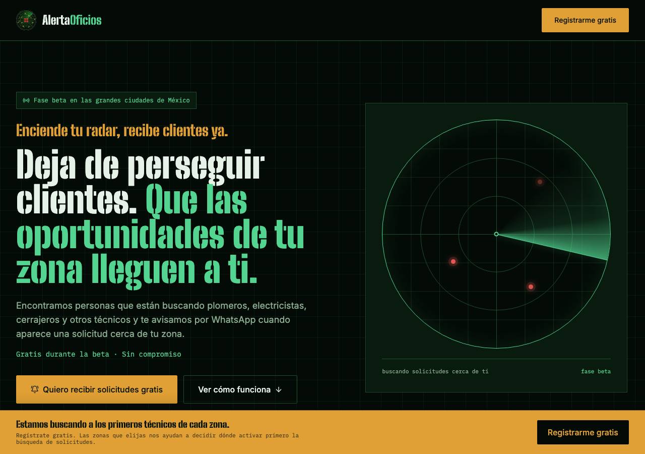 Screenshot of alertaoficios.online taken by the zone census on 2026-09-21