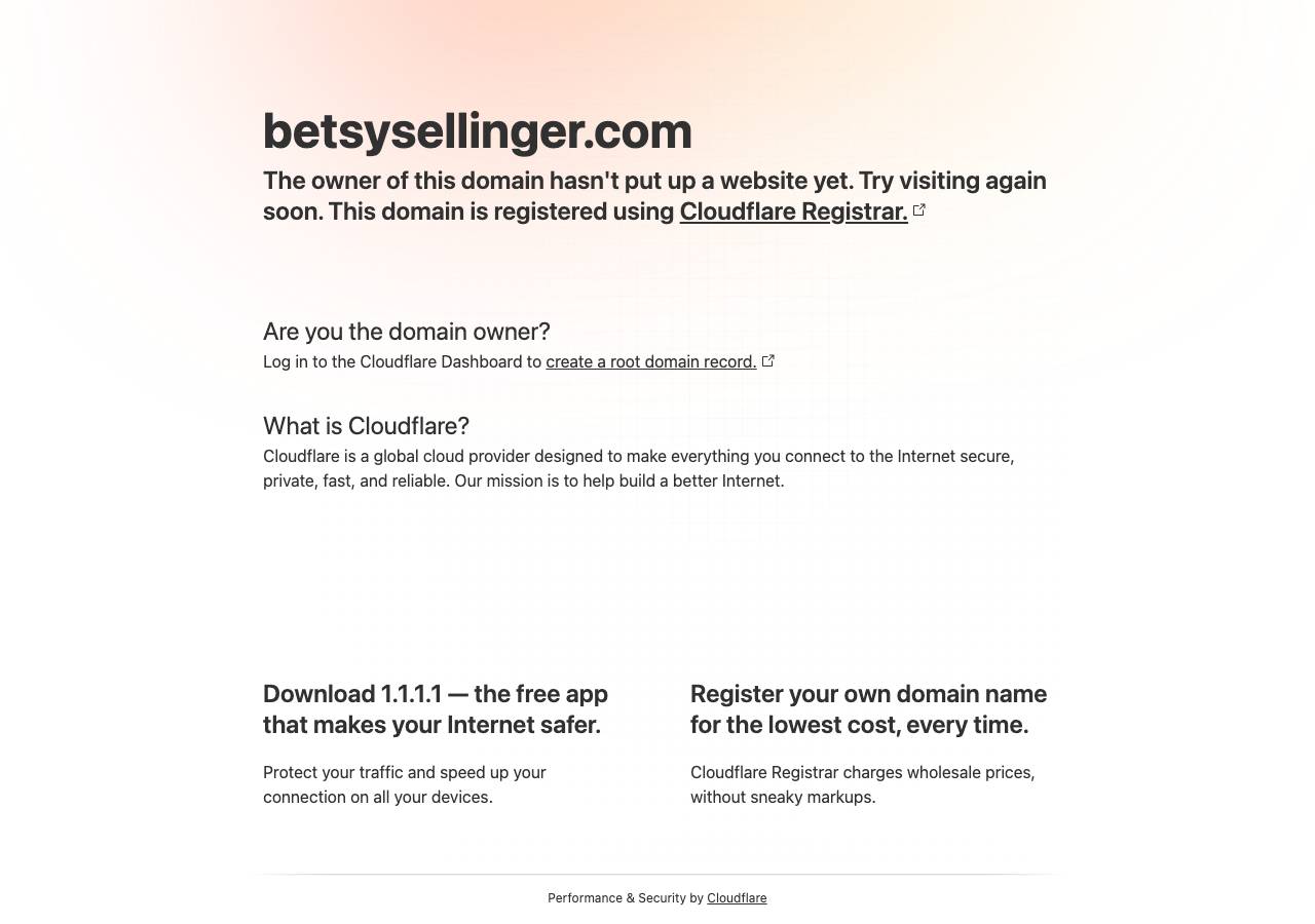 Screenshot of betsysellinger.com taken by the zone census on 2026-09-21