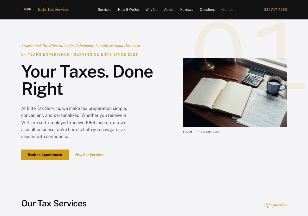 Screenshot of elitetaxservice.online taken by the zone census on 2026-09-21