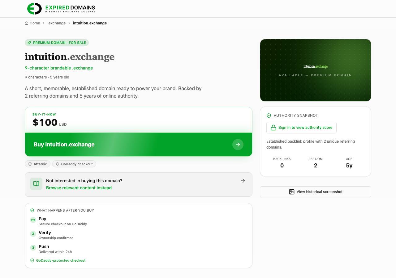 Screenshot of intuition.exchange taken by the zone census on 2026-09-22