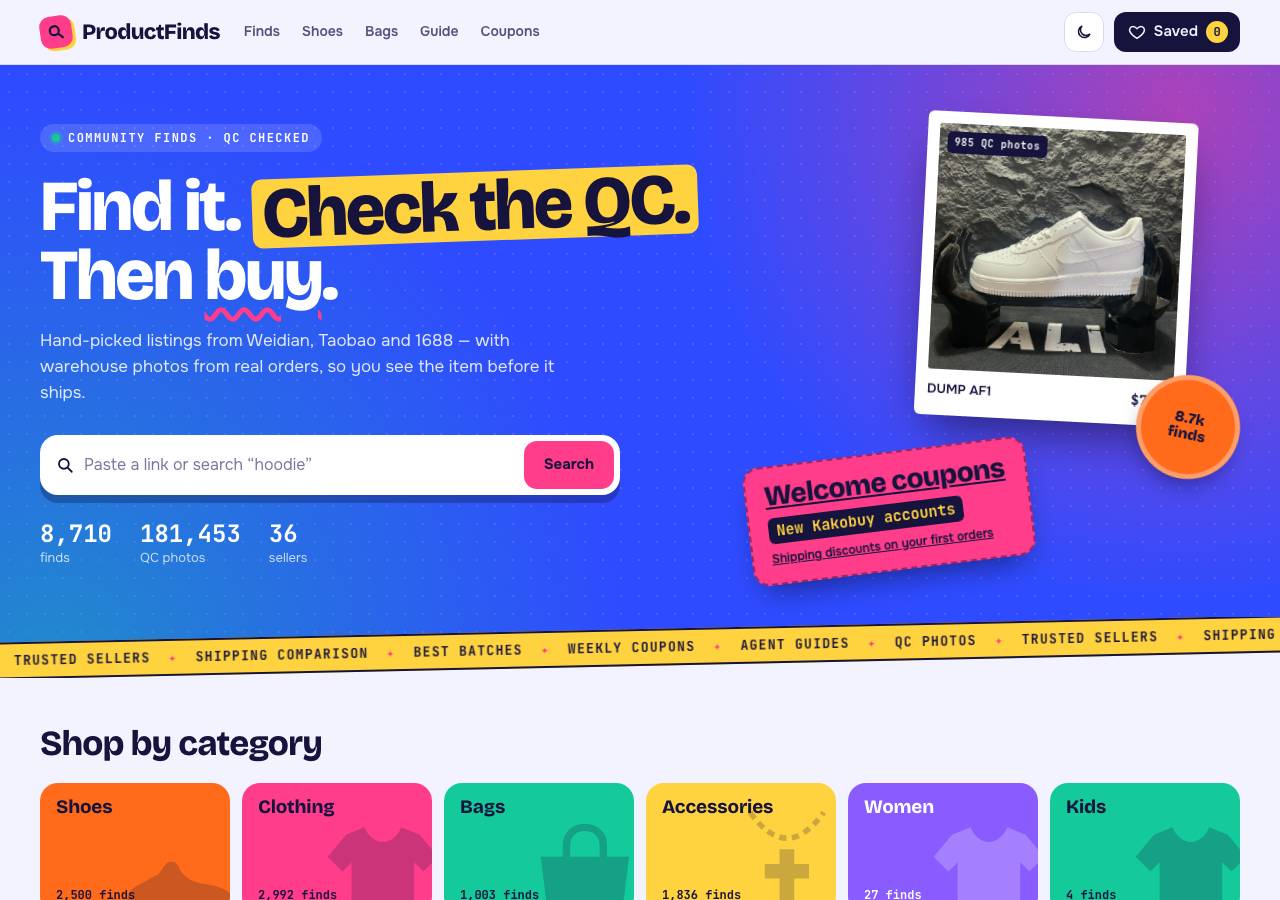 Screenshot of productfinds.fun taken by the zone census on 2026-09-22