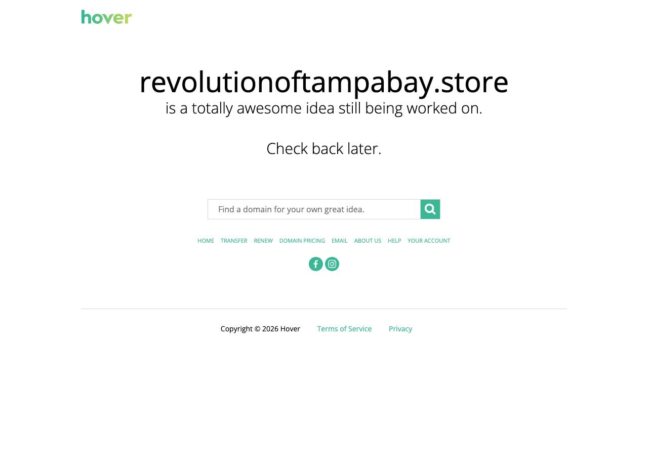 Screenshot of revolutionoftampabay.store taken by the zone census on 2026-09-22