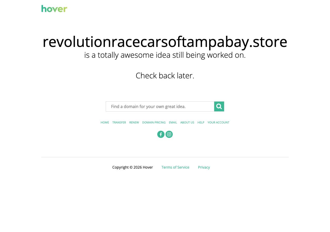 Screenshot of revolutionracecarsoftampabay.store taken by the zone census on 2026-09-22