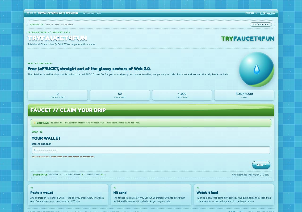 Screenshot of tryfaucet4.fun taken by the zone census on 2026-09-22