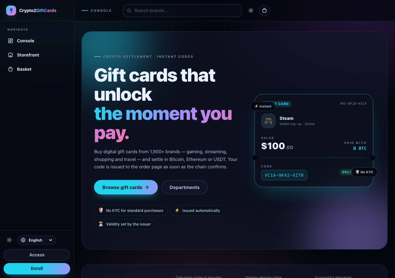 Screenshot of crypto2giftcards.store taken by the zone census on 2026-09-25