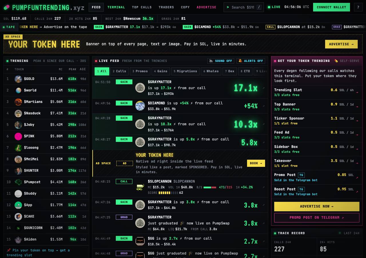 Screenshot of pumpfuntrending.xyz taken by the zone census on 2026-09-25