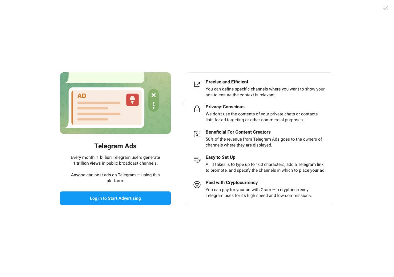 Screenshot of telegramadsorgaccount.org taken by the zone census on 2026-09-25