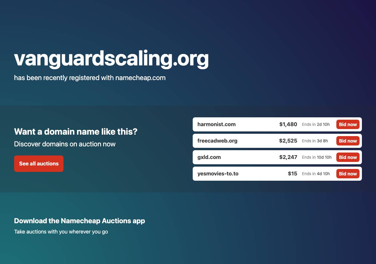 Screenshot of vanguardscaling.org taken by the zone census on 2026-09-25